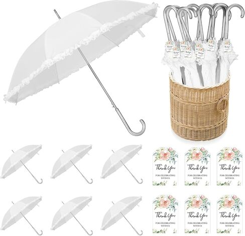 Abbylike Wedding Favors for Guest Umbrella Gifts Bulk 47 Inch White Ruffle Umbrellas with Thank You Tags and Rope Guest Souvenirs for Wedding Party Bridal Favors in Saudi Arabia