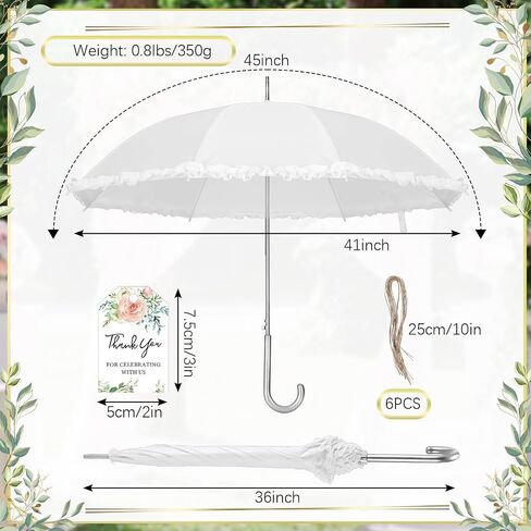 Abbylike Wedding Favors for Guest Umbrella Gifts Bulk 47 Inch White Ruffle Umbrellas with Thank You Tags and Rope Guest Souvenirs for Wedding Party Bridal Favors in Saudi Arabia