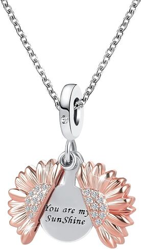 NanMuc Silver Sunflower You are My Sunshine Charm Pendant Necklaces Locket Pendant Birthday Gift for Mom Sister friend Jewelry in Kuwait