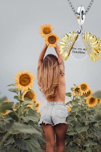 NanMuc Silver Sunflower You are My Sunshine Charm Pendant Necklaces Locket Pendant Birthday Gift for Mom Sister friend Jewelry in Kuwait