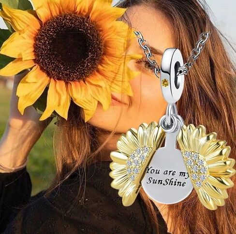 NanMuc Silver Sunflower You are My Sunshine Charm Pendant Necklaces Locket Pendant Birthday Gift for Mom Sister friend Jewelry in Kuwait