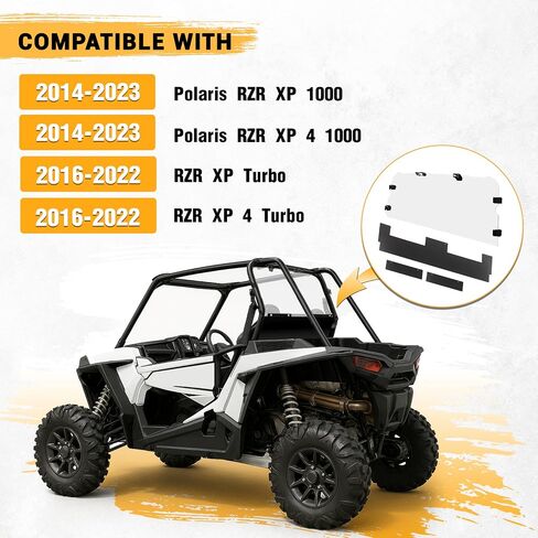 زجاج أمامي خلفي ملون من ECOTRIC متوافق مع 2014+ Polaris RZR XP 1000 XP 4 1000 2016-2022 RZR XP TURBO XP 4 TURBO الزجاج الأمامي الداكن سهل التركيب in Saudi Arabia
