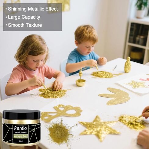 Renfio Metallic Pigment Powder, 5 Colors Gold Mica Powder for Resin, 6 X 20ml Metal Powder, Resin Color Pigment, Color Pigment for Epoxy Resin, Kintsugi, Polymer Clay, Candle Dye in Saudi Arabia