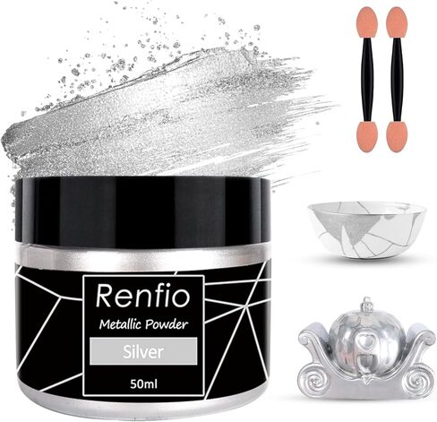 Renfio Metallic Pigment Powder, 5 Colors Gold Mica Powder for Resin, 6 X 20ml Metal Powder, Resin Color Pigment, Color Pigment for Epoxy Resin, Kintsugi, Polymer Clay, Candle Dye in Saudi Arabia