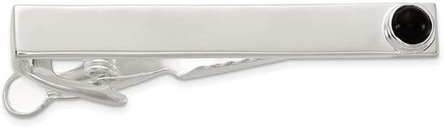 925 Sterling Silver مصقول مصقول Onyx Dot Bar 44.2x5.7mm مقطع عريض للرجال in Saudi Arabia