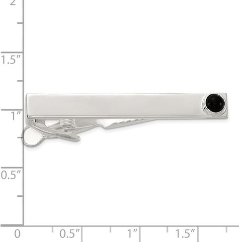 925 Sterling Silver مصقول مصقول Onyx Dot Bar 44.2x5.7mm مقطع عريض للرجال in Saudi Arabia
