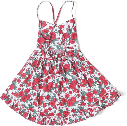Toddler Vintage Floral Girls Strap Dress Summer Casual Cotton Tea Party Beach Sundress in Kuwait