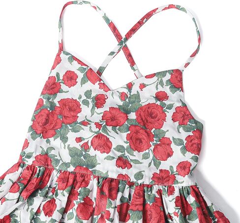 Toddler Vintage Floral Girls Strap Dress Summer Casual Cotton Tea Party Beach Sundress in Kuwait