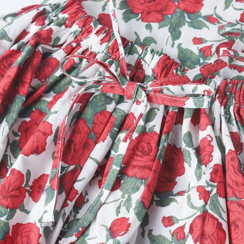 Toddler Vintage Floral Girls Strap Dress Summer Casual Cotton Tea Party Beach Sundress in Kuwait
