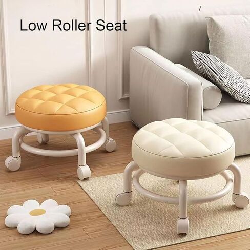 Yosoo 300lbs Capacity Low Roller Seat Plastic Rolling Stool, 360 Degree Swivel Low Height Seat with Mute Wheel for Office, Garage, Shop (White) in Saudi Arabia