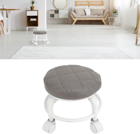 Yosoo 300lbs Capacity Low Roller Seat Plastic Rolling Stool, 360 Degree Swivel Low Height Seat with Mute Wheel for Office, Garage, Shop (White) in Saudi Arabia