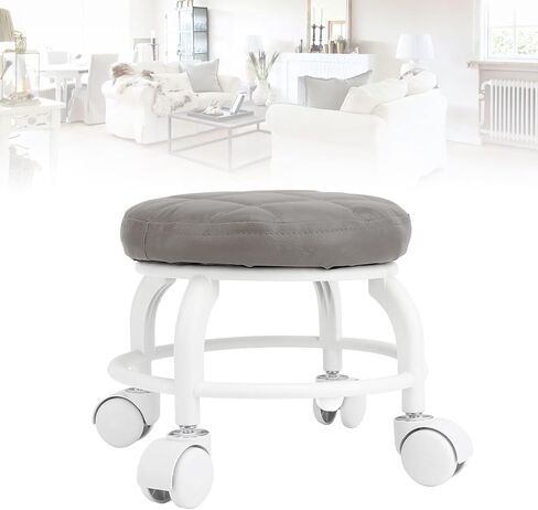 Yosoo 300lbs Capacity Low Roller Seat Plastic Rolling Stool, 360 Degree Swivel Low Height Seat with Mute Wheel for Office, Garage, Shop (White) in Saudi Arabia