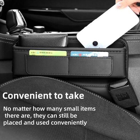 2 Pack Premium Car Seat Gap Filler Organizer - Universal Storage Box with Card Slots for Phones/Keys/Glasses, Fits Cars, SUVs & Trucks (Black) in Kuwait