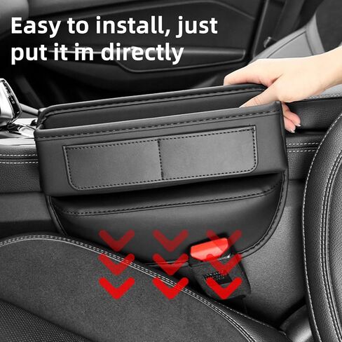 2 Pack Premium Car Seat Gap Filler Organizer - Universal Storage Box with Card Slots for Phones/Keys/Glasses, Fits Cars, SUVs & Trucks (Black) in Kuwait