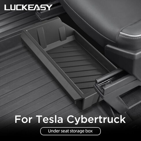 Luckeasy 2pcs لـ Tesla Cybertruck 2025 2023 2024 تحت صناديق تخزين المقعد TPE صناديق التخزين المخفية المخفية منظمي صواني التخزين القابلة للغسل لملحقات CyberTruck in Saudi Arabia