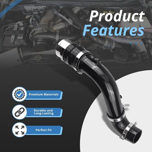 أنبوب شحنة توربو intercooler أنبوب الشحنة الباردة متوافق مع فورد باور سكتة دماغية 2017-2024 6.7L (أسود) in Kuwait