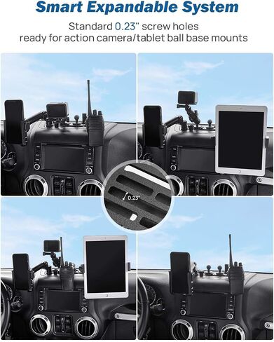JOYTUTUS Metal Dash Mount Phone Holder Compatible with 2007-2018 Wrangler JK(Not Fit 2018 Wrangler JL) | Custom Fit Phone Mount Expansion Platform| One-Hand Adjustable Clip in Saudi Arabia