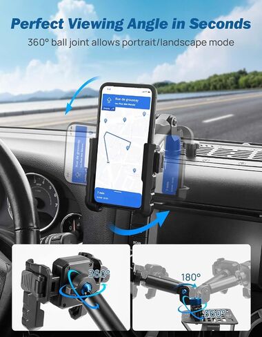 JOYTUTUS Metal Dash Mount Phone Holder Compatible with 2007-2018 Wrangler JK(Not Fit 2018 Wrangler JL) | Custom Fit Phone Mount Expansion Platform| One-Hand Adjustable Clip in Saudi Arabia