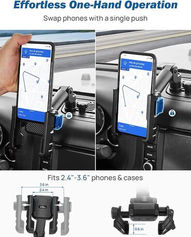 JOYTUTUS Metal Dash Mount Phone Holder Compatible with 2007-2018 Wrangler JK(Not Fit 2018 Wrangler JL) | Custom Fit Phone Mount Expansion Platform| One-Hand Adjustable Clip in Saudi Arabia