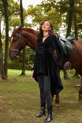 Scarlet Darkness Long Jackets for Women Velvet Renaissance Victorian Medieval Hooded Coat in Saudi Arabia