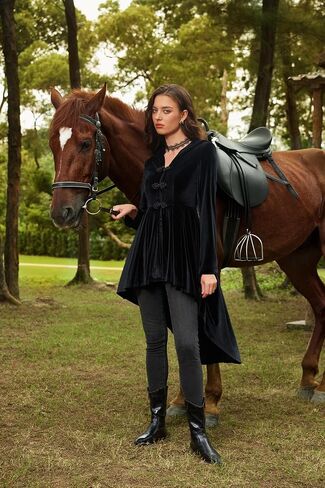 Scarlet Darkness Long Jackets for Women Velvet Renaissance Victorian Medieval Hooded Coat in Saudi Arabia