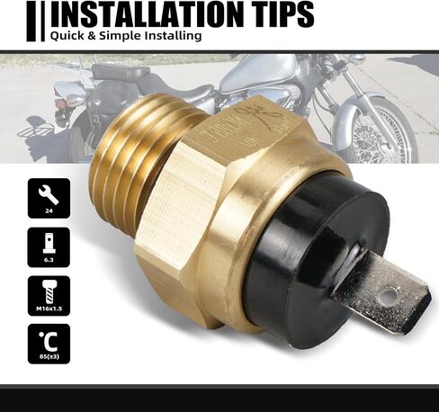 Nicecnc M16 X P1.5mm المبرد مفتاح مروحة المبرد متوافق مع Honda CBR1100XX 1997-2000 ، Goldwing 1500 1988-2000 ، Magna 750 1994-2003 ، VTX1300R 2005-2009 ، Super Hawk 1000 1998-2005 ، See Fitments in Kuwait