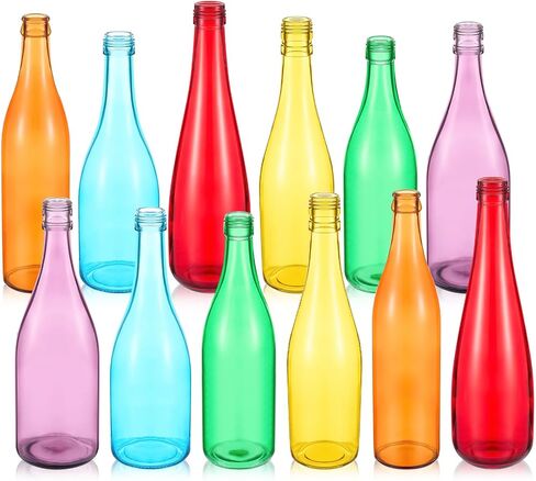 Zhehao 12 Pcs Decorative Colored Glass Bottles 6 Shapes Colorful Garden Wine Bottles Empty Glass Bottle for Tree Garden Yard Outdoor Decorations Home Decor, 6 Colors in Saudi Arabia
