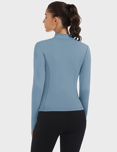 Loovoo Women's Workout Jacket Lightweight Zip Up Athletic Jackets Cropped Slim Fit Running Yoga Tops with Pockets in Kuwait