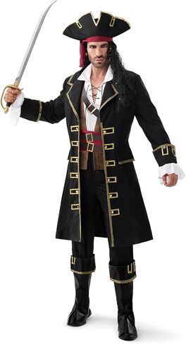 Spooktacular Creations Halloween Men Pirate Captain Costume, Deluxe Sea Captain Outfit Pirate Shirt Suit for Themed Parties in Saudi Arabia