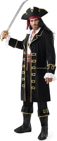 Spooktacular Creations Halloween Men Pirate Captain Costume, Deluxe Sea Captain Outfit Pirate Shirt Suit for Themed Parties in Saudi Arabia