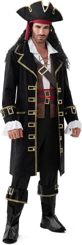 Spooktacular Creations Halloween Men Pirate Captain Costume, Deluxe Sea Captain Outfit Pirate Shirt Suit for Themed Parties in Saudi Arabia