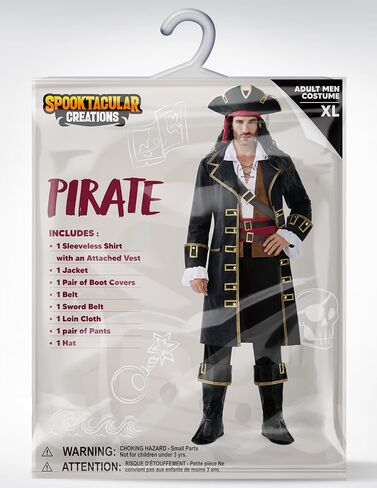 Spooktacular Creations Halloween Men Pirate Captain Costume, Deluxe Sea Captain Outfit Pirate Shirt Suit for Themed Parties in Saudi Arabia