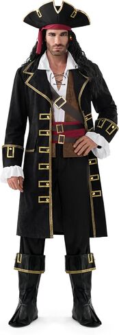 Spooktacular Creations Halloween Men Pirate Captain Costume, Deluxe Sea Captain Outfit Pirate Shirt Suit for Themed Parties in Saudi Arabia