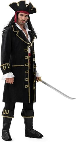 Spooktacular Creations Halloween Men Pirate Captain Costume, Deluxe Sea Captain Outfit Pirate Shirt Suit for Themed Parties in Saudi Arabia
