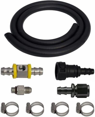 ضغط الوقود Glowshift Pression Line Line Kit متوافق مع Dodge RAM 2500 3500 6.7L Cummins 2010-2018 - ترقيات حجم خط الوقود - يشمل خرطوم المطاط ، محول وتجهيزات T- in Saudi Arabia
