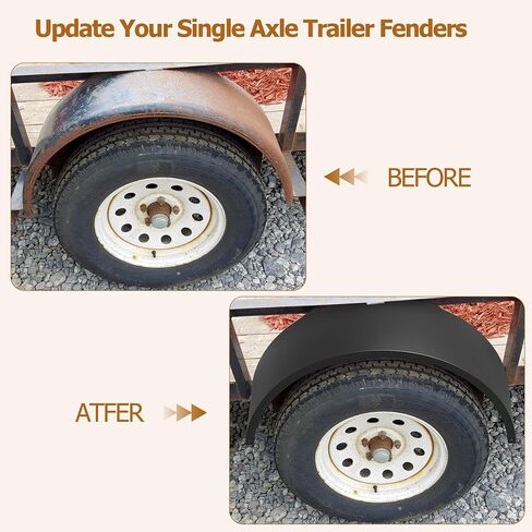 2 Pack Single Axle Trailer Fenders，Fits for 14"to 16" Wheels，32" x 9" x 15" Trailer Fenders with Fender Backs，for Car Hauler Cargo Utility Trailer Landscape Trailer,Grey in Saudi Arabia