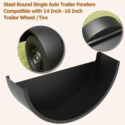 2 Pack Single Axle Trailer Fenders，Fits for 14"to 16" Wheels，32" x 9" x 15" Trailer Fenders with Fender Backs，for Car Hauler Cargo Utility Trailer Landscape Trailer,Grey in Saudi Arabia