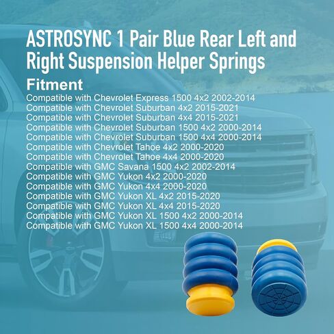 Astrosync تعليق المساعد الينابيع الخلفية الخلفية اليسار واليمين لتناسب شيفروليه Express 1500 Suburban 1500 Tahoe GMC Savana 1500 Yukon 1500 XL 2000-2020 استبدال SSR-204-40 1 زوج أزرق in Saudi Arabia