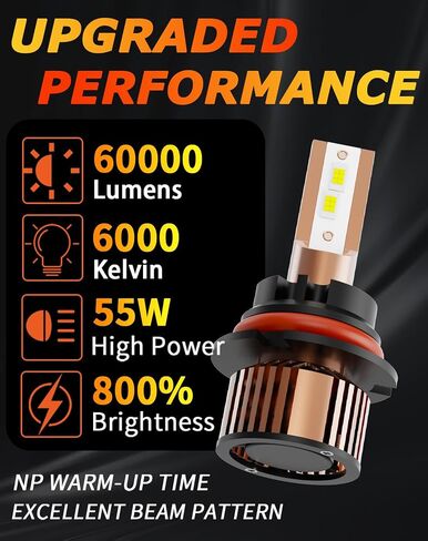 متوافق مع Ford F150 F250 F350 F450 1997 1998 1999 2000 2001 2003 HI/LO Dual Beam Light Bulb ، 12V 55W 6000K ، Pack of 2 in Saudi Arabia