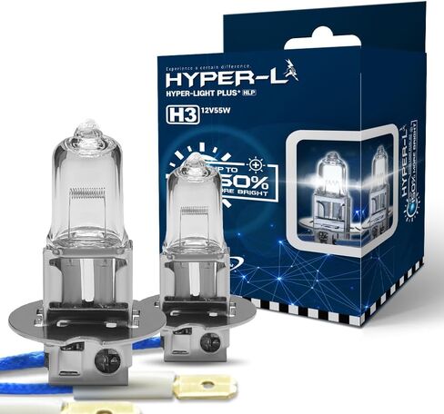 مصباح المصابيح الأمامية HLP HLOGEN ، لمبة H3 ، مصابيح رأس 55W ساطعة 12V 55W ، 3200K ， عالي ومنخفضة ضوء الضباب ، مصابيح ضوء السيارات ، متوافقة مع DOT (H3 2PACK) in Kuwait