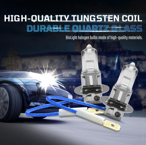 مصباح المصابيح الأمامية HLP HLOGEN ، لمبة H3 ، مصابيح رأس 55W ساطعة 12V 55W ، 3200K ， عالي ومنخفضة ضوء الضباب ، مصابيح ضوء السيارات ، متوافقة مع DOT (H3 2PACK) in Kuwait