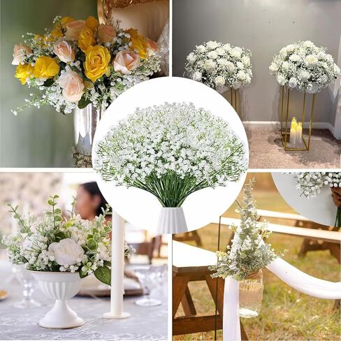 120 PCS BABY BRASE الزهور الاصطناعية بشكل كبير ， الزهور الاصطناعية الاصطناعية الاصطناعية التنفس الغجر الزهور الفقرة ديكورات لحفل الزفاف ديكور المنزل (120 جهاز كمبيوتر) in Kuwait