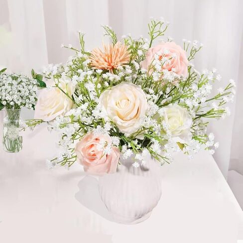 120 PCS BABY BRASE الزهور الاصطناعية بشكل كبير ， الزهور الاصطناعية الاصطناعية الاصطناعية التنفس الغجر الزهور الفقرة ديكورات لحفل الزفاف ديكور المنزل (120 جهاز كمبيوتر) in Kuwait