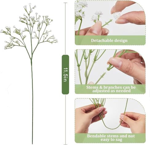 120 PCS BABY BRASE الزهور الاصطناعية بشكل كبير ， الزهور الاصطناعية الاصطناعية الاصطناعية التنفس الغجر الزهور الفقرة ديكورات لحفل الزفاف ديكور المنزل (120 جهاز كمبيوتر) in Kuwait