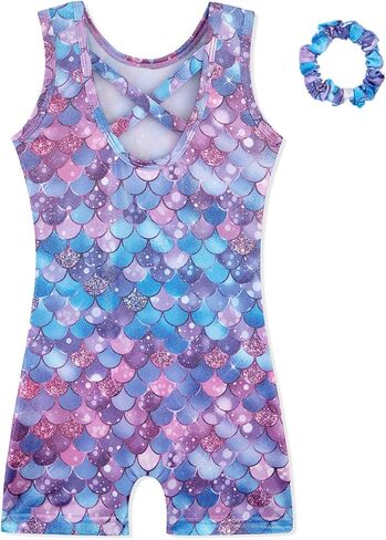 HOZIY Gymnastics Leotards for Girls with Shorts Biketards Dance Tumbling Outfits Matching Scrunchies 1-10 Years Old in Kuwait