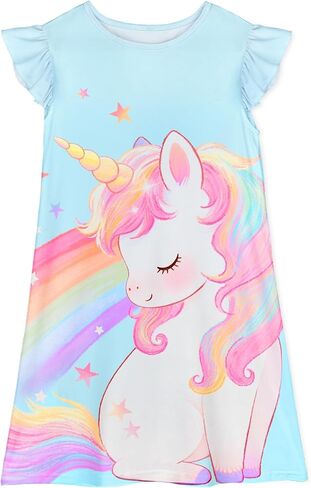 ICOSY Girls Nightgowns Toddler Girls Pajamas Flutter Sleeve Princess Nightgown Clothes for Girl Casual Dress in Saudi Arabia