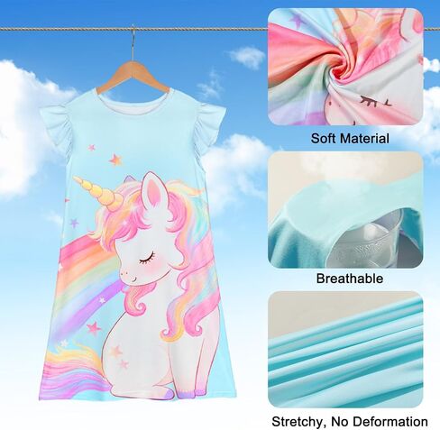 ICOSY Girls Nightgowns Toddler Girls Pajamas Flutter Sleeve Princess Nightgown Clothes for Girl Casual Dress in Saudi Arabia