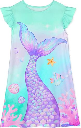 ICOSY Girls Nightgowns Toddler Girls Pajamas Flutter Sleeve Princess Nightgown Clothes for Girl Casual Dress in Saudi Arabia