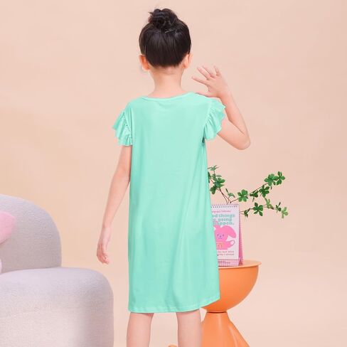 ICOSY Girls Nightgowns Toddler Girls Pajamas Flutter Sleeve Princess Nightgown Clothes for Girl Casual Dress in Saudi Arabia