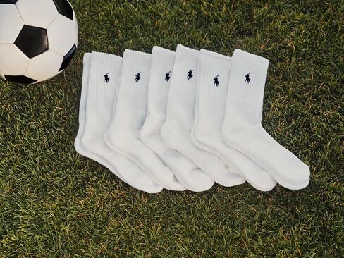 POLO RALPH LAUREN boys Athletic Performance Crew Socks - 6 Pair Pack - Soft Cushioned Comfort in Saudi Arabia